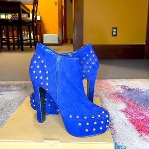 Royal blue studded booties
